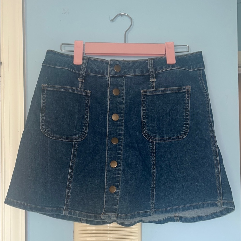 Altar'd State Jean Mini A-Line Skirt